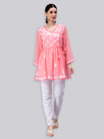 Load image into Gallery viewer, Seva Chikan Hand Embroidered Georgette Lucknowi Chikan Top With Slip