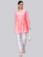 Load image into Gallery viewer, Seva Chikan Hand Embroidered Georgette Lucknowi Chikan Top With Slip
