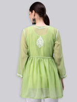 Load image into Gallery viewer, Seva Chikan Hand Embroidered Georgette Lucknowi Chikan Top With Slip