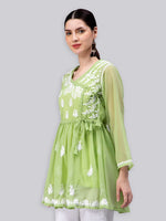 Load image into Gallery viewer, Seva Chikan Hand Embroidered Georgette Lucknowi Chikan Top With Slip