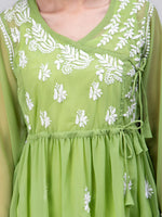 Load image into Gallery viewer, Seva Chikan Hand Embroidered Georgette Lucknowi Chikan Top With Slip