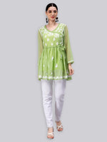 Load image into Gallery viewer, Seva Chikan Hand Embroidered Georgette Lucknowi Chikan Top With Slip