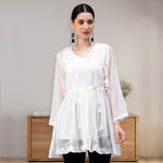 Load image into Gallery viewer, Seva Chikan Hand Embroidered Georgette Lucknowi Chikan Top With Slip