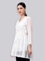 Load image into Gallery viewer, Seva Chikan Hand Embroidered Georgette Lucknowi Chikan Top With Slip