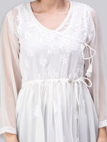 Load image into Gallery viewer, Seva Chikan Hand Embroidered Georgette Lucknowi Chikan Top With Slip