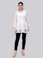 Load image into Gallery viewer, Seva Chikan Hand Embroidered Georgette Lucknowi Chikan Top With Slip