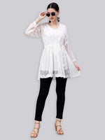 Load image into Gallery viewer, Seva Chikan Hand Embroidered Georgette Lucknowi Chikan Top With Slip