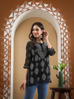 Load image into Gallery viewer, Seva Chikan Hand Embroidered Georgette Lucknowi Chikankari Top With Slip