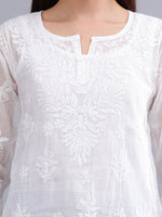 Load image into Gallery viewer, Seva Chikan Hand Embroidered White Kota Lucknowi Chikankari Top SCL9100