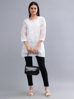 Load image into Gallery viewer, Seva Chikan Hand Embroidered White Kota Lucknowi Chikankari Top SCL9100