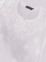 Load image into Gallery viewer, Seva Chikan Hand Embroidered White Cotton Lucknowi Chikankari Top SCL9101