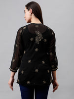 Load image into Gallery viewer, Seva Chikan Hand Embroidered Georgette Lucknowi Chikankari Top With Slip