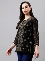 Load image into Gallery viewer, Seva Chikan Hand Embroidered Georgette Lucknowi Chikankari Top With Slip