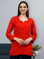 Load image into Gallery viewer, Seva Chikan Hand Embroidered Georgette Lucknowi Chikankari Top With Slip