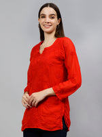Load image into Gallery viewer, Seva Chikan Hand Embroidered Georgette Lucknowi Chikankari Top With Slip