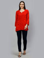 Load image into Gallery viewer, Seva Chikan Hand Embroidered Georgette Lucknowi Chikankari Top With Slip