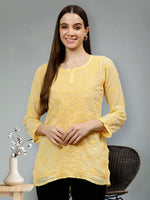Load image into Gallery viewer, Seva Chikan Hand Embroidered Georgette Lucknowi Chikankari Top With Slip