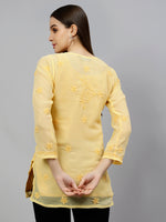 Load image into Gallery viewer, Seva Chikan Hand Embroidered Georgette Lucknowi Chikankari Top With Slip