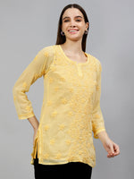 Load image into Gallery viewer, Seva Chikan Hand Embroidered Georgette Lucknowi Chikankari Top With Slip