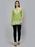 Load image into Gallery viewer, Seva Chikan Hand Embroidered Georgette Lucknowi Chikankari Top With Slip