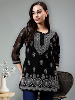 Load image into Gallery viewer, Seva Chikan Hand Embroidered Georgette Lucknowi Chikankari Top With Slip