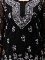 Load image into Gallery viewer, Seva Chikan Hand Embroidered Georgette Lucknowi Chikankari Top With Slip