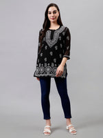 Load image into Gallery viewer, Seva Chikan Hand Embroidered Georgette Lucknowi Chikankari Top With Slip