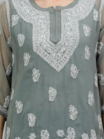 Load image into Gallery viewer, Seva Chikan Hand Embroidered Georgette Lucknowi Chikankari Top With Slip