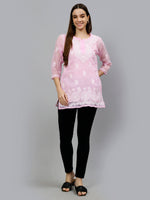 Load image into Gallery viewer, Seva Chikan Hand Embroidered Georgette Lucknowi Chikankari Top With Slip