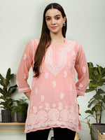 Load image into Gallery viewer, Seva Chikan Hand Embroidered Georgette Lucknowi Chikankari Top With Slip
