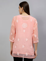 Load image into Gallery viewer, Seva Chikan Hand Embroidered Georgette Lucknowi Chikankari Top With Slip