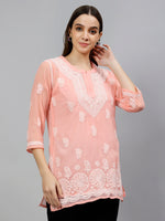 Load image into Gallery viewer, Seva Chikan Hand Embroidered Georgette Lucknowi Chikankari Top With Slip