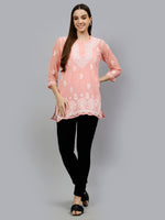 Load image into Gallery viewer, Seva Chikan Hand Embroidered Georgette Lucknowi Chikankari Top With Slip