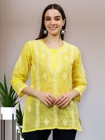 Load image into Gallery viewer, Seva Chikan Hand Embroidered Terivoil Cotton Lucknowi Chikankari Top