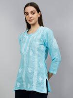 Load image into Gallery viewer, Seva Chikan Hand Embroidered Terivoil Cotton Lucknowi Chikankari Top