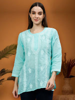 Load image into Gallery viewer, Seva Chikan Hand Embroidered Terivoil Cotton Lucknowi Chikankari Top