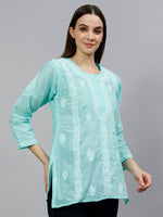 Load image into Gallery viewer, Seva Chikan Hand Embroidered Terivoil Cotton Lucknowi Chikankari Top