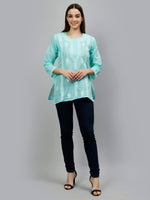 Load image into Gallery viewer, Seva Chikan Hand Embroidered Terivoil Cotton Lucknowi Chikankari Top