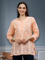 Load image into Gallery viewer, Seva Chikan Hand Embroidered Terivoil Cotton Lucknowi Chikankari Top