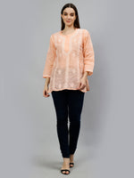 Load image into Gallery viewer, Seva Chikan Hand Embroidered Terivoil Cotton Lucknowi Chikankari Top
