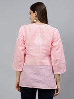 Load image into Gallery viewer, Seva Chikan Hand Embroidered Terivoil Cotton Lucknowi Chikankari Top