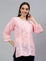 Load image into Gallery viewer, Seva Chikan Hand Embroidered Terivoil Cotton Lucknowi Chikankari Top