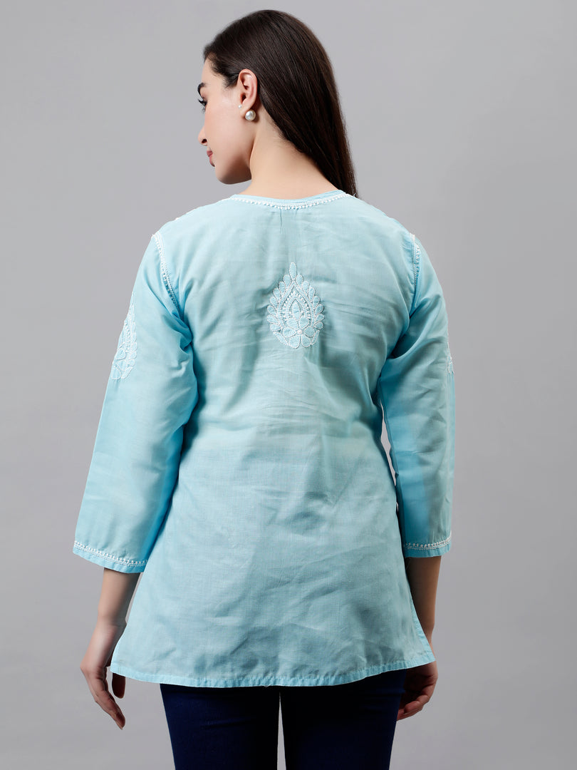 Seva Chikan Hand Embroidered Terivoil Cotton Lucknowi Chikankari Top