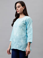 Load image into Gallery viewer, Seva Chikan Hand Embroidered Terivoil Cotton Lucknowi Chikankari Top