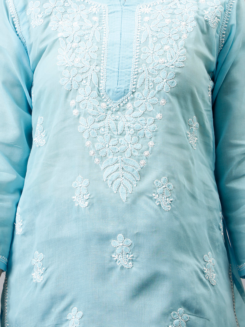 Seva Chikan Hand Embroidered Terivoil Cotton Lucknowi Chikankari Top
