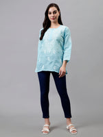 Load image into Gallery viewer, Seva Chikan Hand Embroidered Terivoil Cotton Lucknowi Chikankari Top