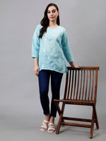 Load image into Gallery viewer, Seva Chikan Hand Embroidered Terivoil Cotton Lucknowi Chikankari Top