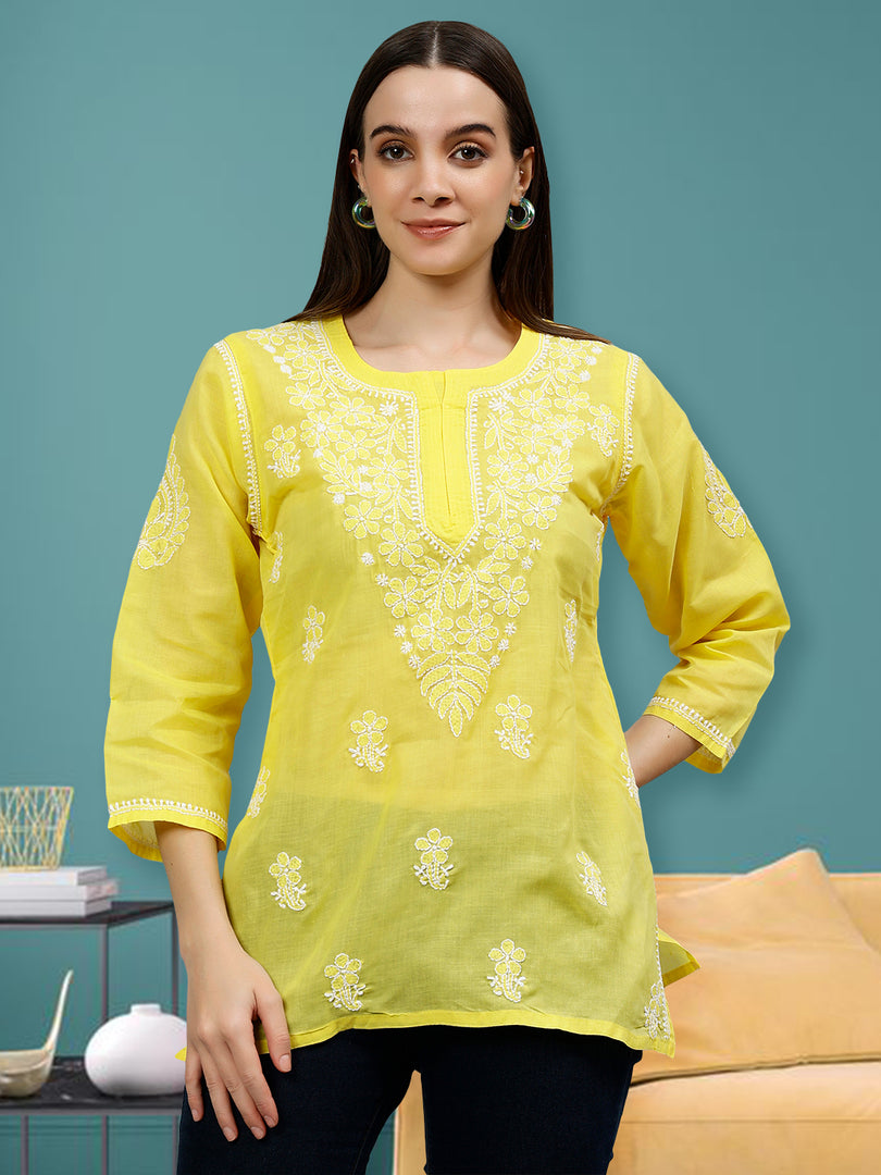 Seva Chikan Hand Embroidered Terivoil Cotton Lucknowi Chikankari Top