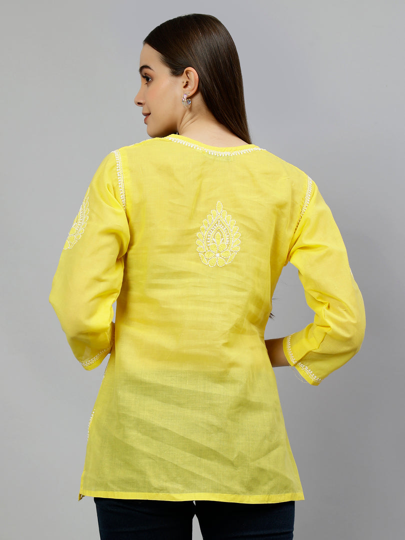 Seva Chikan Hand Embroidered Terivoil Cotton Lucknowi Chikankari Top