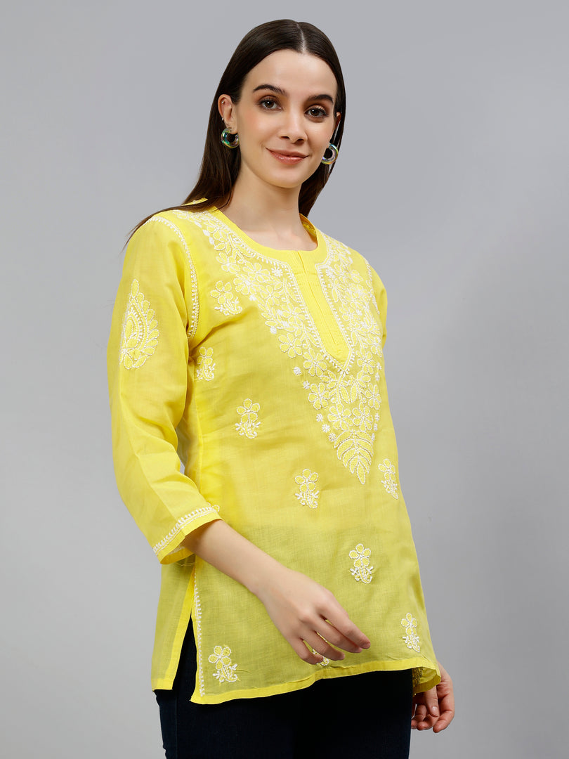 Seva Chikan Hand Embroidered Terivoil Cotton Lucknowi Chikankari Top